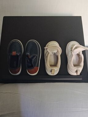 Toddler Casual Slip-On Sneakers in Navy and Light White (2 Pair)